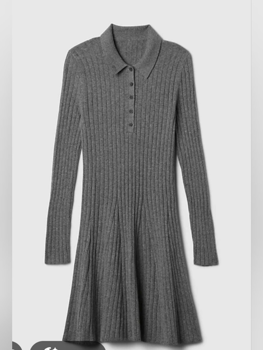 GAP Cashsoft Ribbed Polo Sweater Dress - Gray